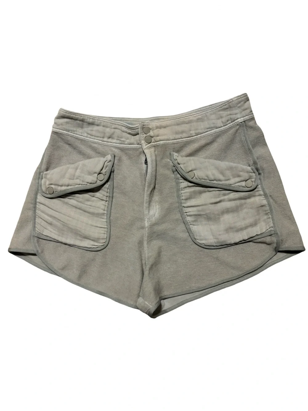 Free People Movement Beige/Gray Utility Gorpcore Cargo Fleece Sweatshorts XL